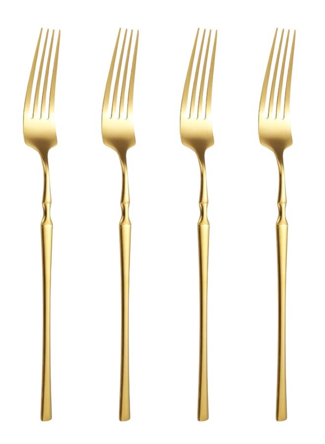 KitchEase Set of 4 Silverware Dinner Forks | 4-Piece Korean Vintage Style Flatware Fork Set | Dishwasher-Safe Stainless Steel Cutlery for Home, Restaurant & Gift Giving (Aurum Gold) - Image 1